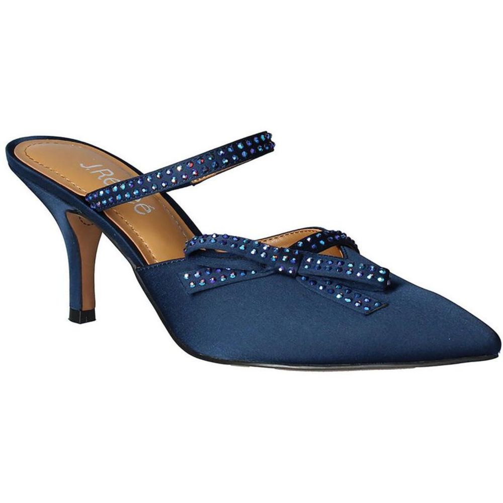 J. Renee Womens Estelia Navy Slip On Kitten Heel Pointed Toe Mules Shoes NWT